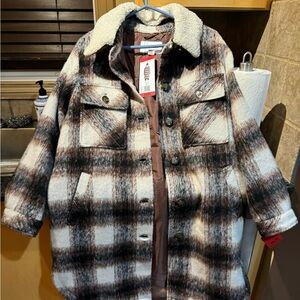 TWO by Vince Camuto Plaid Sherpa-Lined Coat